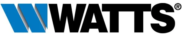The Watts logo features a modern blue "W" next to bold black "WATTS" lettering and a registered trademark symbol.
